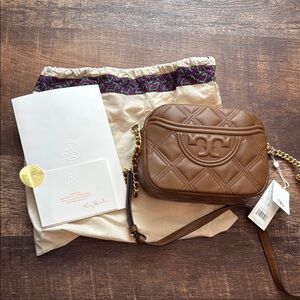 Tory Burch Tan Quilted Crossbody Bag